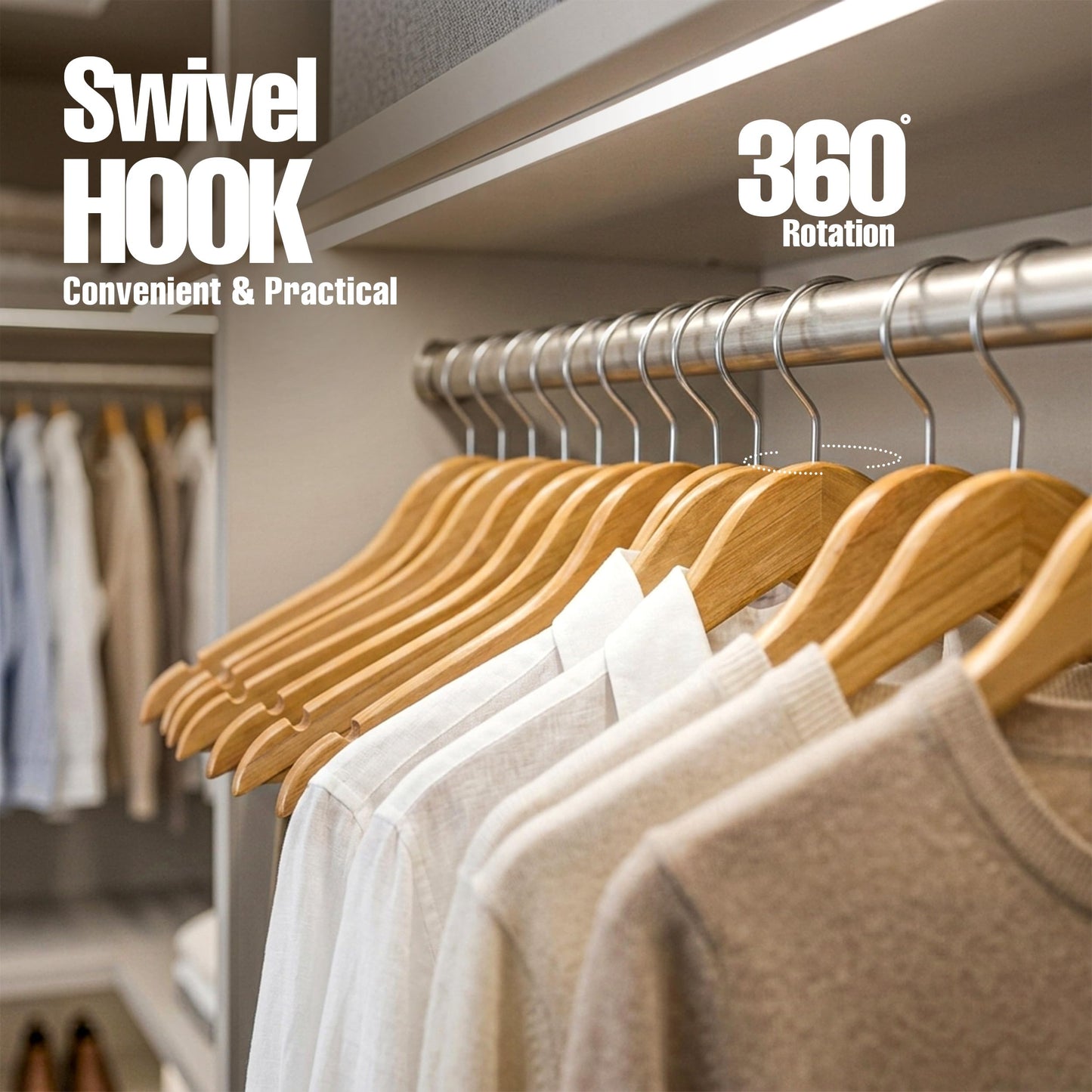 Utopia Home Premium Wooden Hangers 30 Pack - Durable & Slim Coat Hanger - Suit Hangers with 360-Degree Rotatable Hook - Wood Hangers with Shoulder Grooves (Natural)