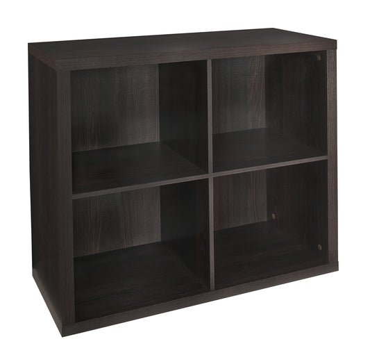 ClosetMaid 4 Cube Storage Shelf Organizer Bookshelf with Back Panel, Easy Assembly, Wood, Black Walnut