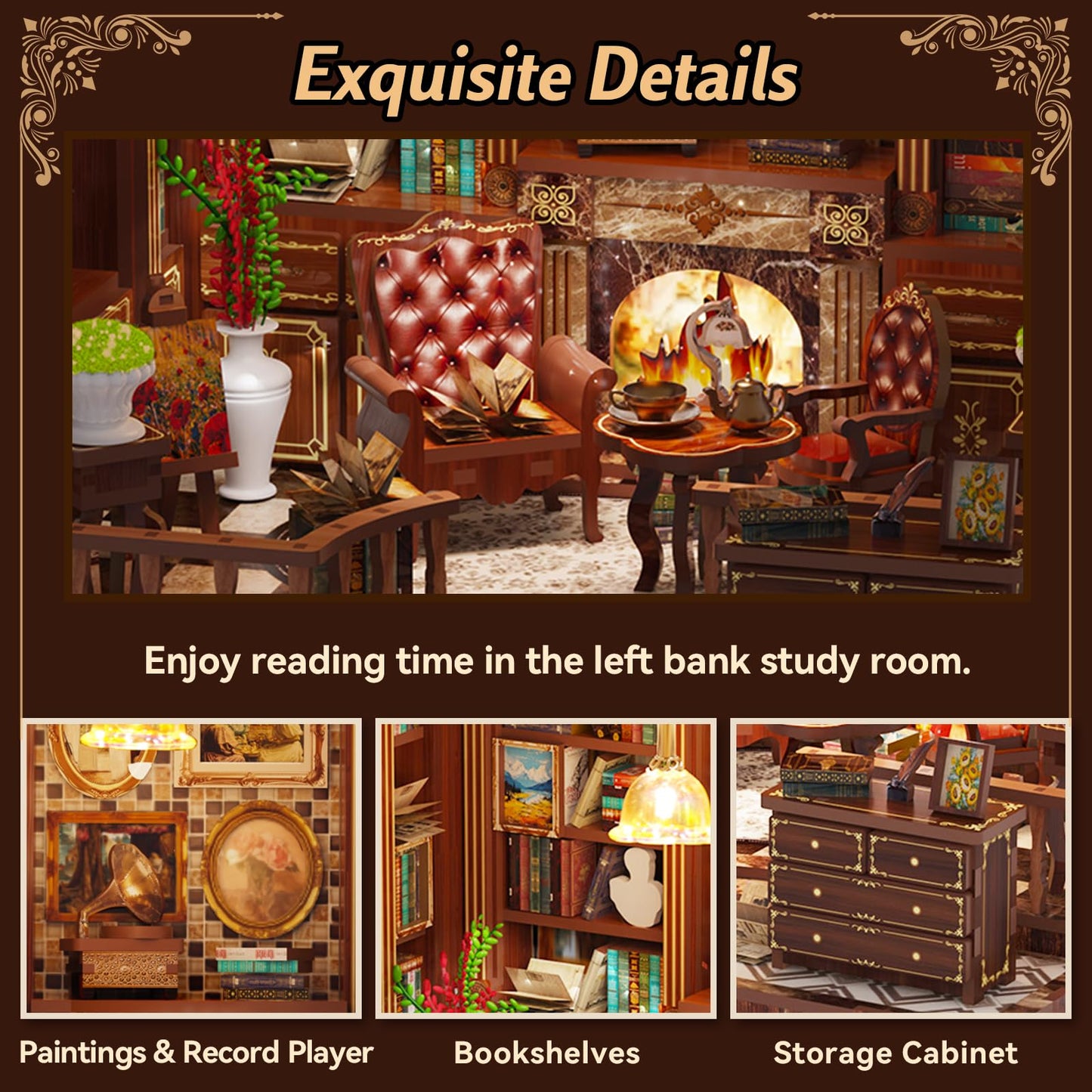 Hallisun DIY Miniature House Building Kits, Japanese Restaurant and Left Bank Study 3D Wooden Dollhouse Toys, Birthday Christmas Festival Gift for Teens Adults