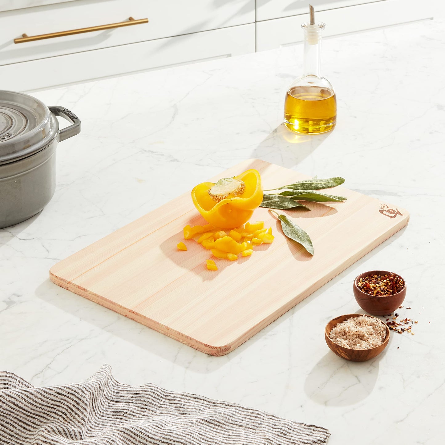Shun Cutlery Medium Hinoki Cutting Board, 15.75" x 10.75" Wooden Japanese Chopping Board for Kitchen, Medium-Soft Wood Preserves Knife Edges, Forest Stewardship Council Certified