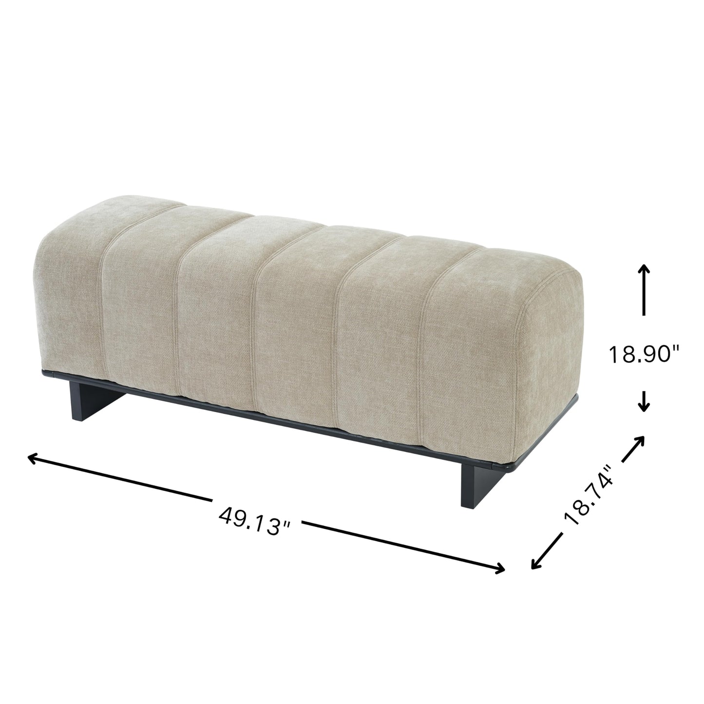 Christopher Knight Home Lamie 49.13" Chenille Upholstered Dining Bench, Wooden Entryway Bench, Long Sofa Footstool for Living Room, Bedroom End of Bed Bench, Oatmeal+Black
