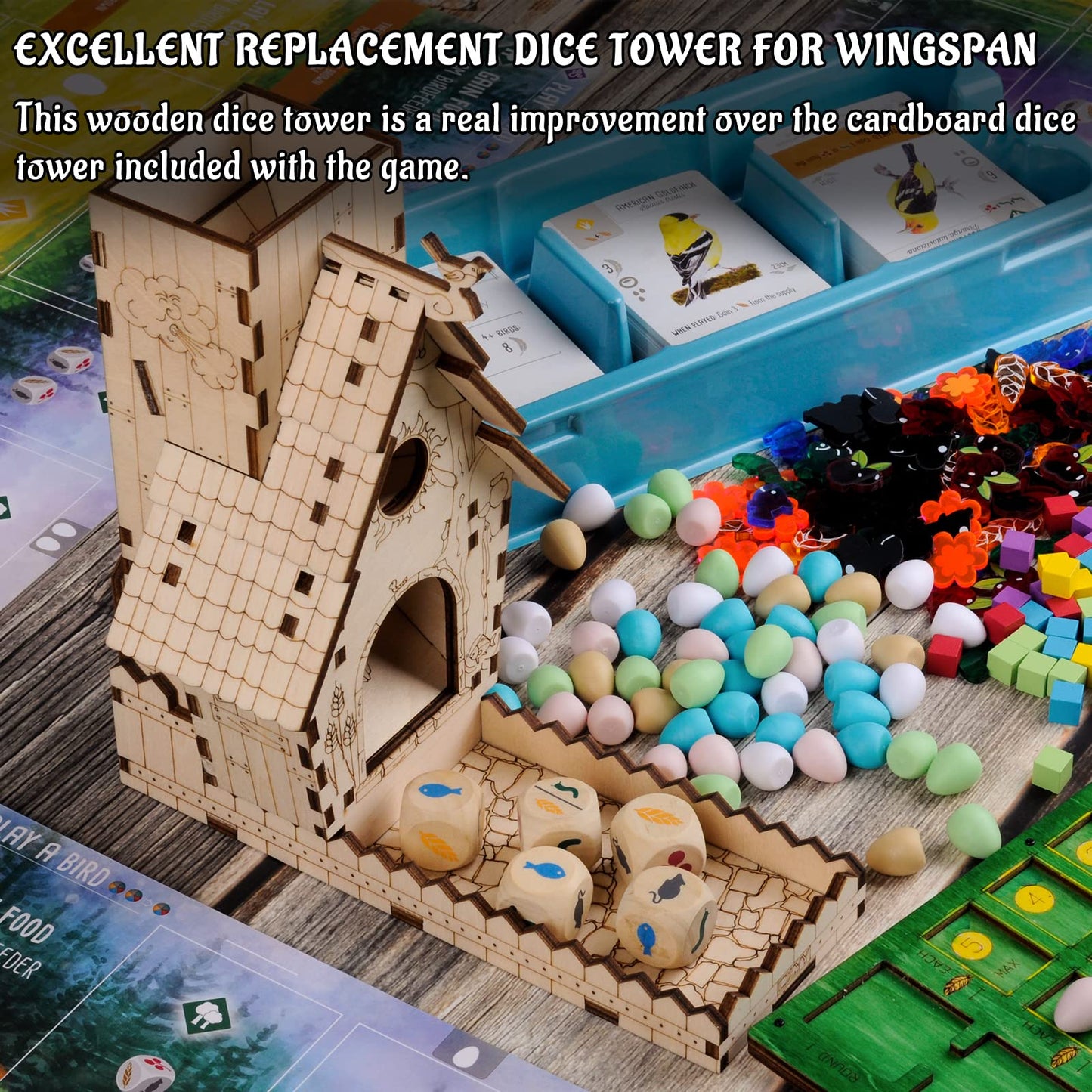 CZYY Bird Feeder Dice Tower with Tray, Compatible with Wingspan