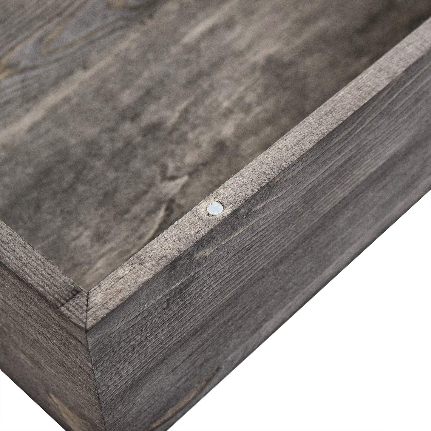 Liry Products Rustic Gray Distressed Wood Facial Tissue Paper Box Metal Corner Brackets Hinge Lid Top Cover Torched Wooden Holder Standard Size Rectangular Napkin Dispenser Bathroom Kitchen Bedroom