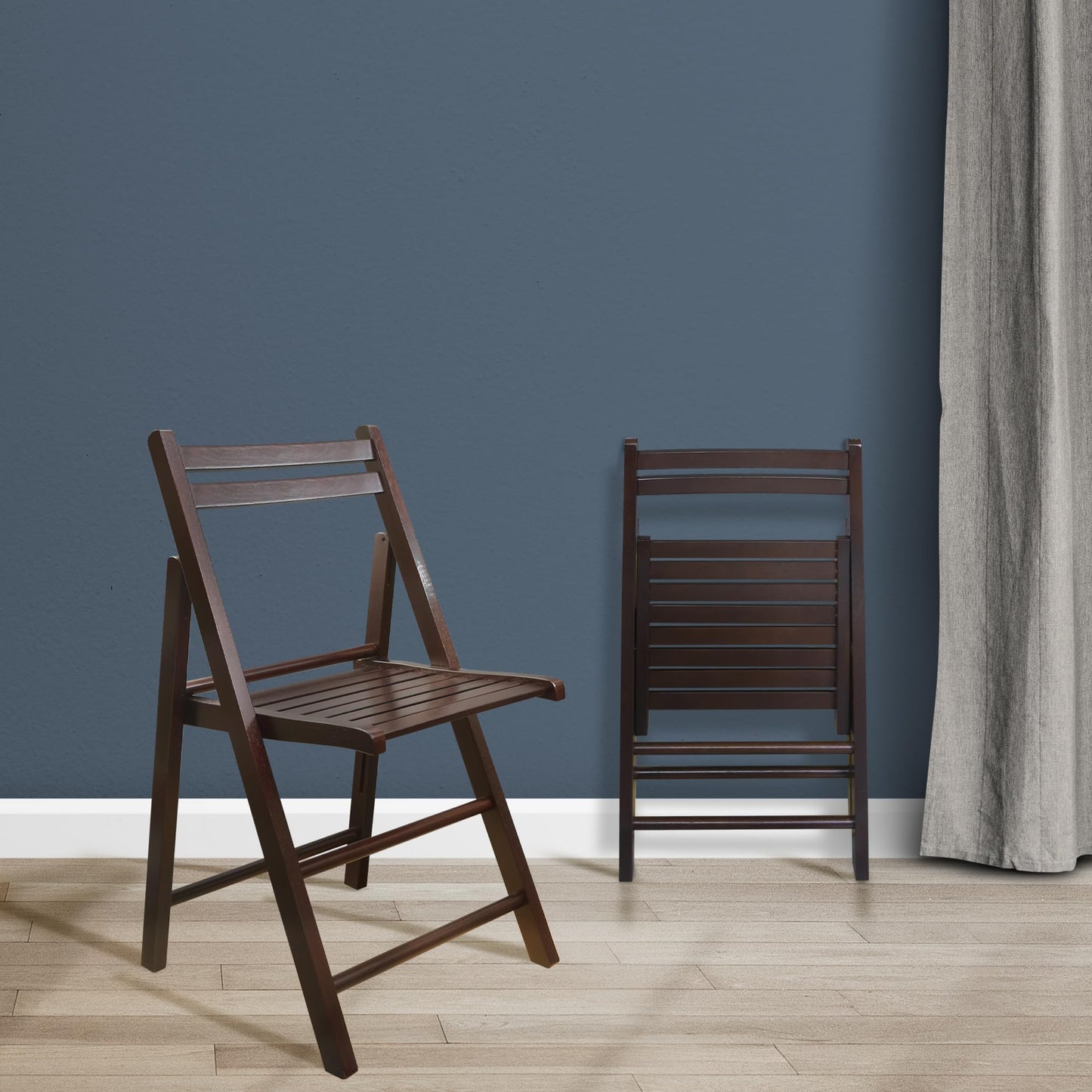 Casual Home Wooden Folding Chairs 2-Pcs Set - Espresso