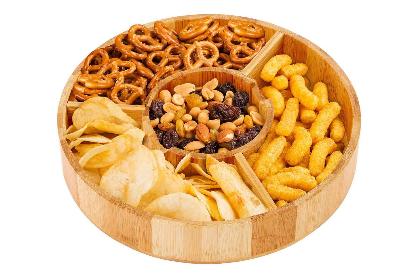 Strova Chip and Dip Serving Bowl – Wooden Appetizer Platter Set with Dip Cup for Salsa, Guacamole, Nacho, Vegetables, Taco Chip, Snacks and More – 12 Inch Diameter. Perfect for the BIG GAMES !