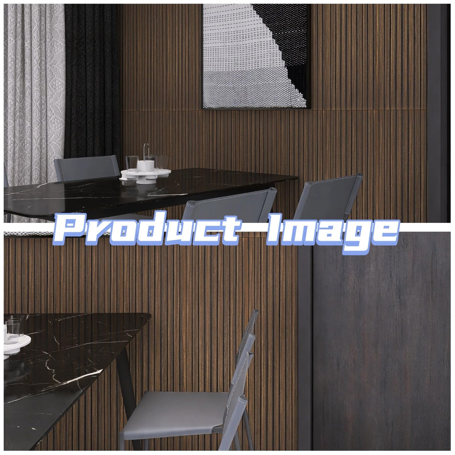 Modern Self-Adhesive Wood Slat Wall Panels, Peel and Stick Wooden Design, Decorative Wall Covering, 8-Pack 47.24x11.81in. Natural Wood Surface(Dark Walnut)