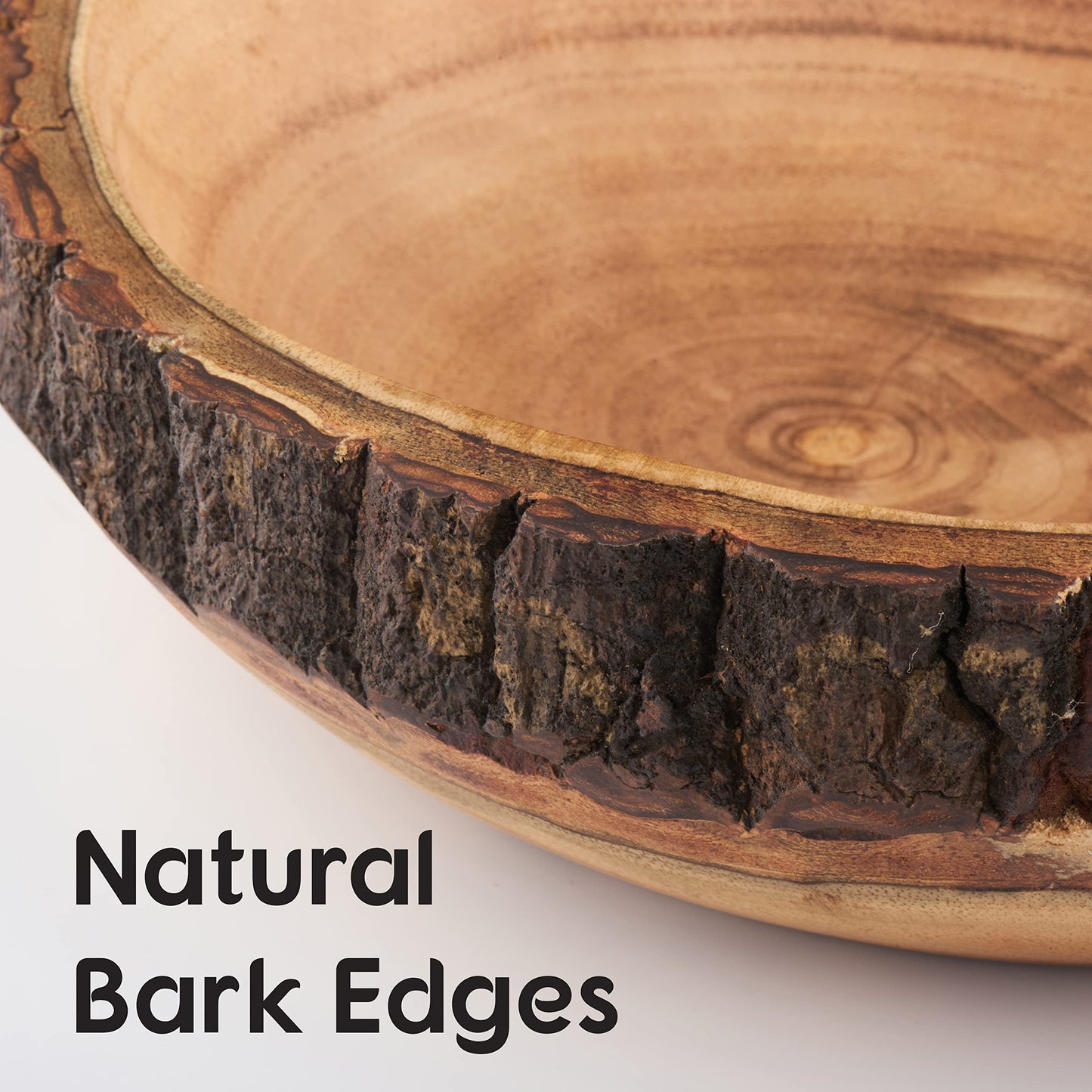 Tapeera Wood Fruit Bowl for Kitchen Counter - Large Decorative Key Tray for Entryway Table - Wooden Holder Basket for Candy and Office (10.5 Inch)