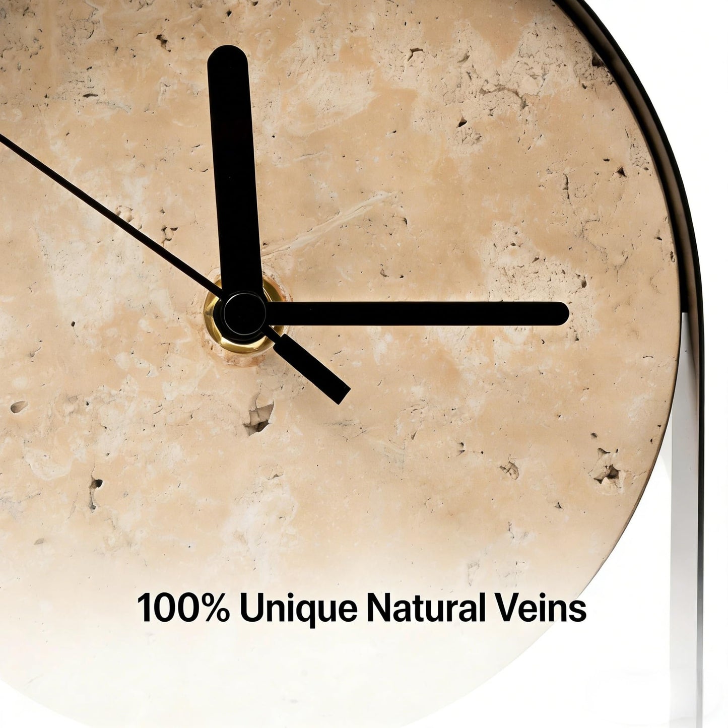 RLXROM Natural Travertine Stone Wabi-Sabi Style Decorative Minimalist Desktop Clock