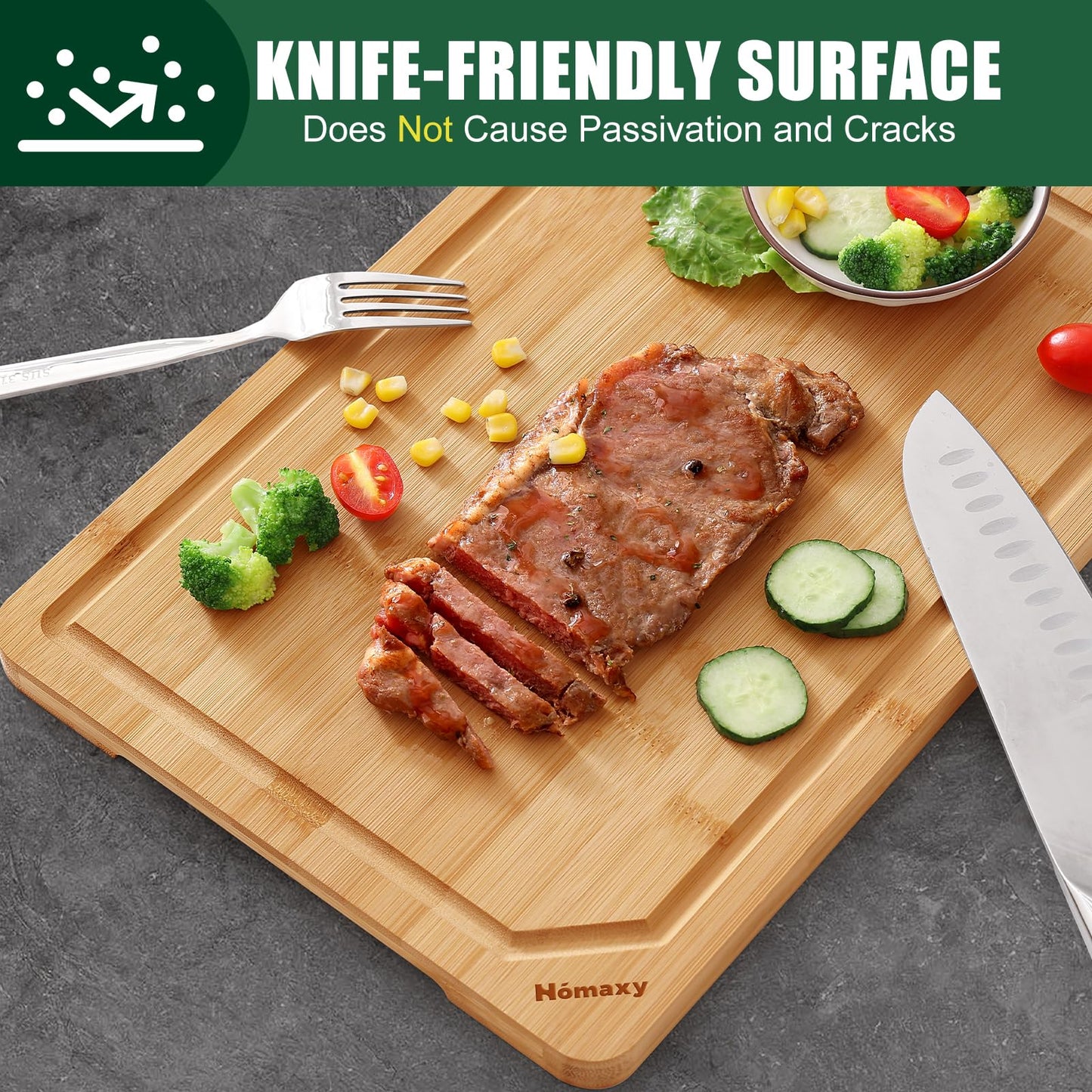 Homaxy Extra Large Organic Bamboo Cutting Boards for Kitchen, 17.5"x12" Wooden XL Cutting Board with Juice Groove and Handles, Charcuterie Butcher Block Wood Serving & Chopping Board - Pre Oiled