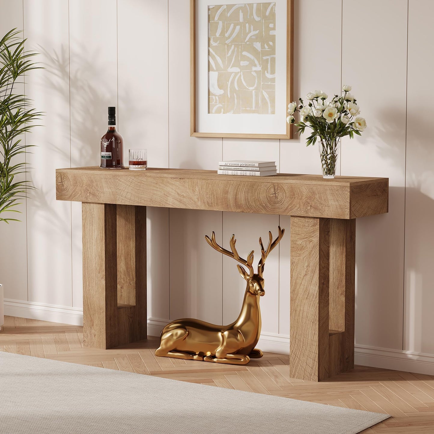 GarveeTech 63" Console Table for Entryway, Narrow Sofa Table Behind Couch, Wooden Hallway Table for Living Room, Foyer Entry Table