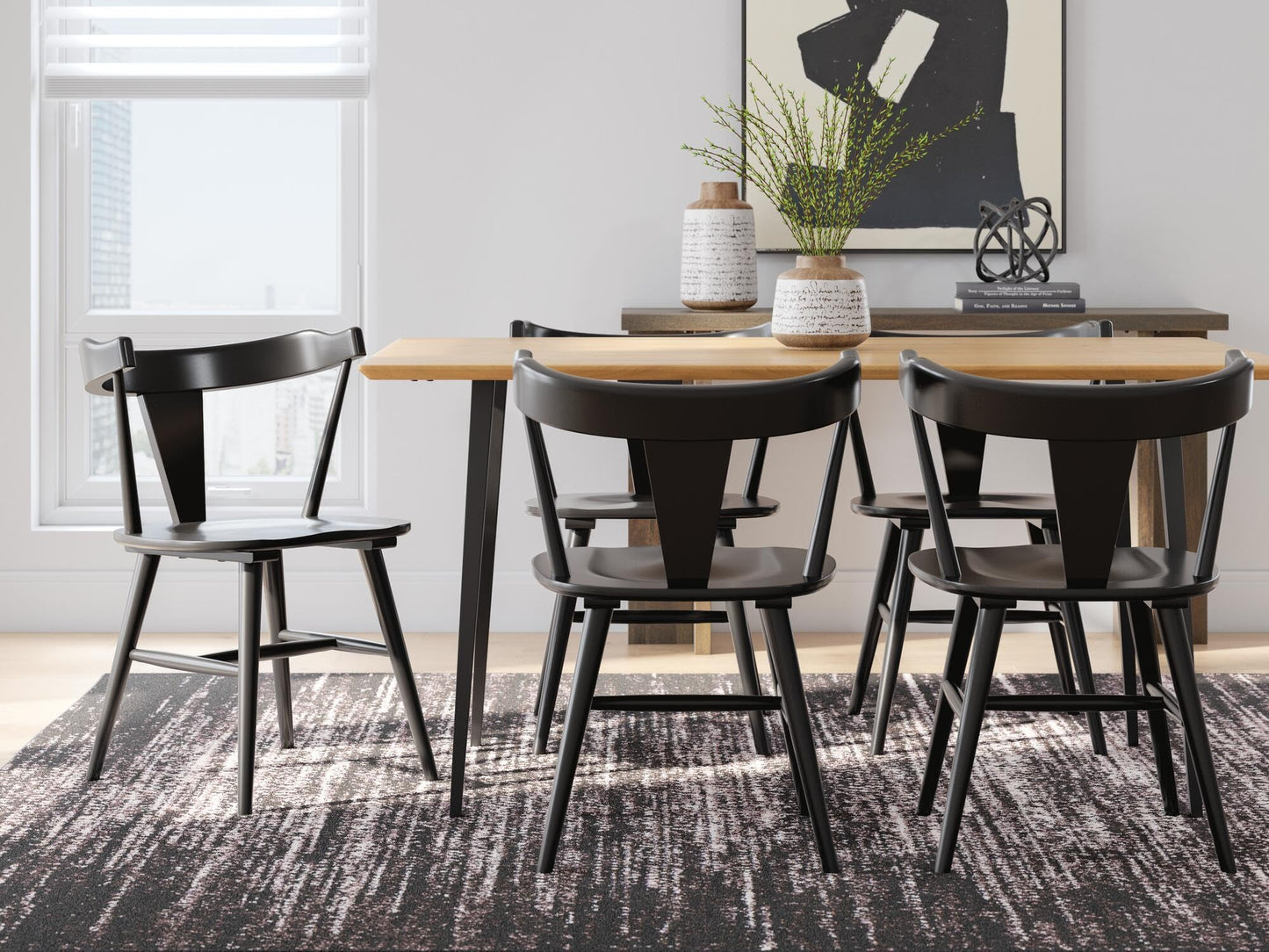 Signature Design by Ashley Gretlynn Casual Solid Wood Armless Dining Chair, Set of 2, Black