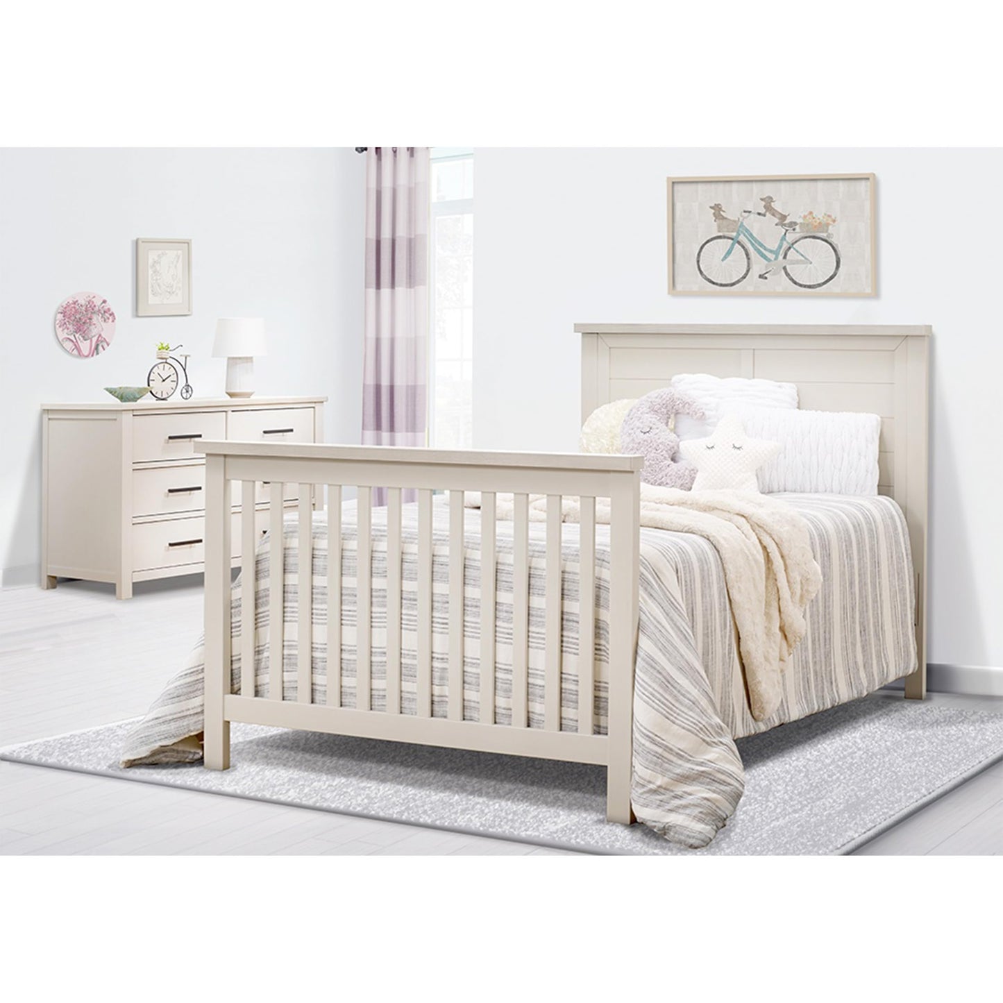 Sorelle Westley Double Dresser - 6 Drawer Solid Wood Nursery Dresser with Smooth Drawer Glides and Anti-Tip Kit, Convertible Changing Surface Ready, Brushed Ivory