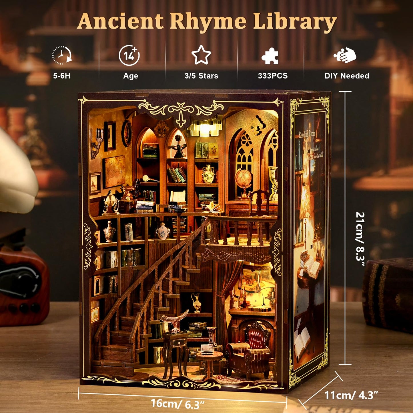 Hallisun DIY Miniature House Building Kits, Japanese Restaurant and Ancient Rhyme Library 3D Wooden Dollhouse Toys, Birthday Christmas Festival Gift for Teens Adults