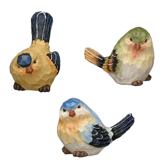 TERESA'S COLLECTIONS Bird Garden Decor Outdoor Statues Figurines, Set of 3 Birds Statues Indoor Outdoor Resin Lawn Ornaments Home Decor Window Yard Porch Patio Indoor Gifts for Women Mom