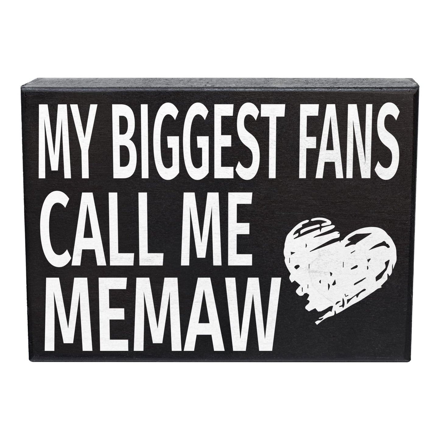 JennyGems 'My Biggest Fans Call Me Memaw' Wooden Sign - Gift for Memaw, Shelf Decor and Wall Hanging, Made in USA