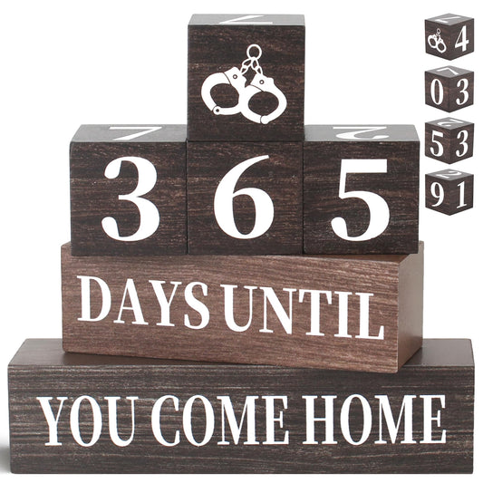 6 Pcs 365 Days Come Home Countdown Wooden Table Decor, Welcome Home Rustic Table Centerpiece Decorations for Home Office Shelf