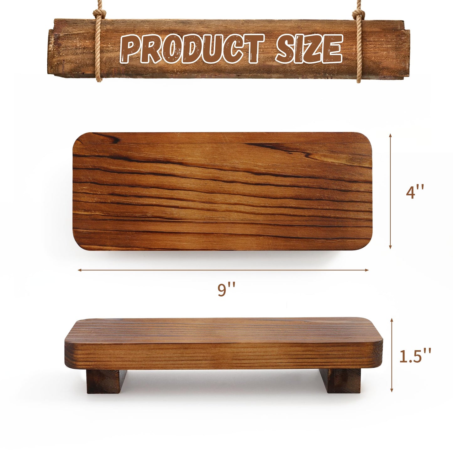 Liswit Farmhouse Wood Tray Rustic Wooden Pedestal Decorative Wood Riser for Farmhouse Kitchen Counter Bathroom Room Decor (Dark Brown)