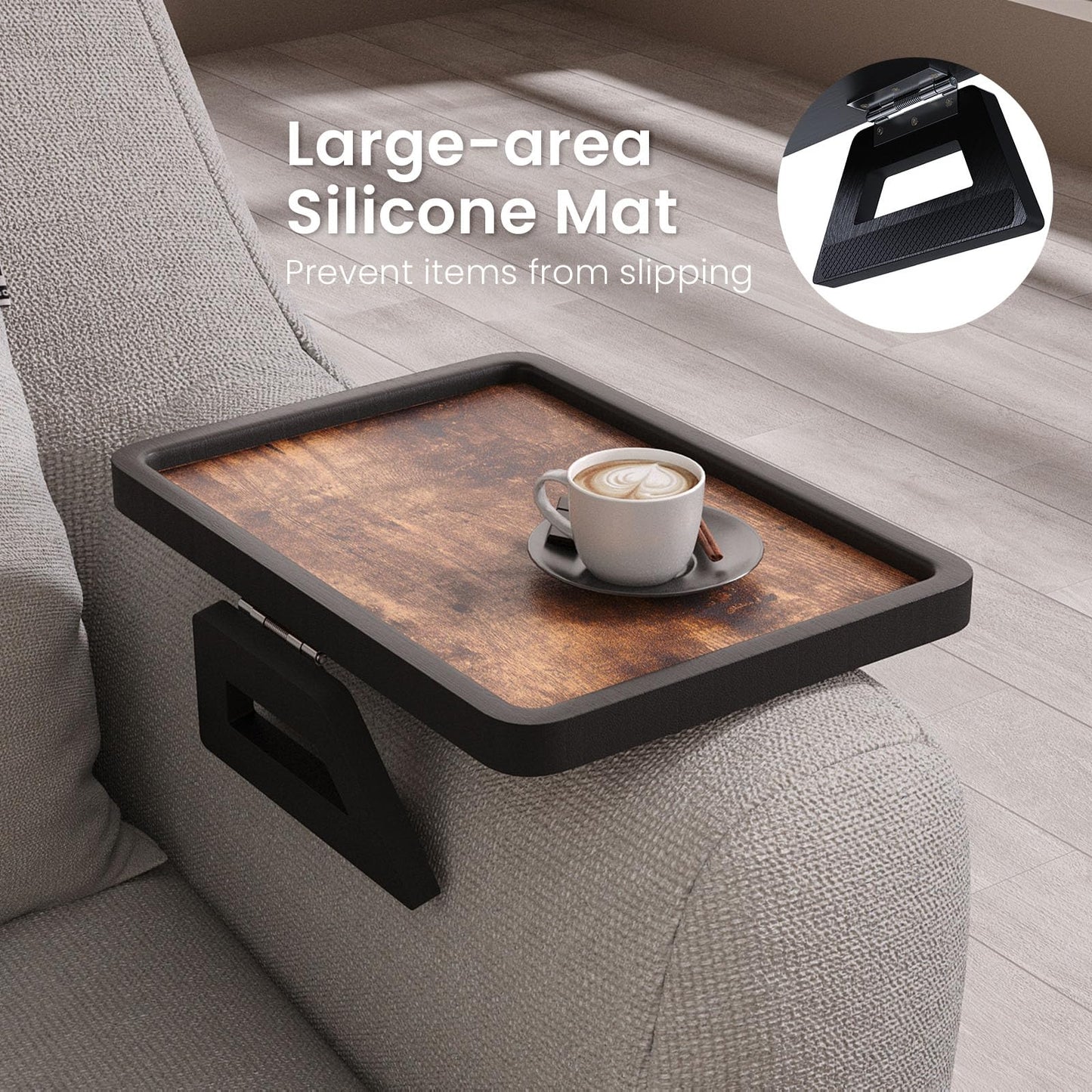 Danfoxer Couch Arm Tray,Wooden Folding Sofa Tray,Sofa Armrest Tray Clip-On Couch Desk for Drinks,Snacks,Phone,Remote Control