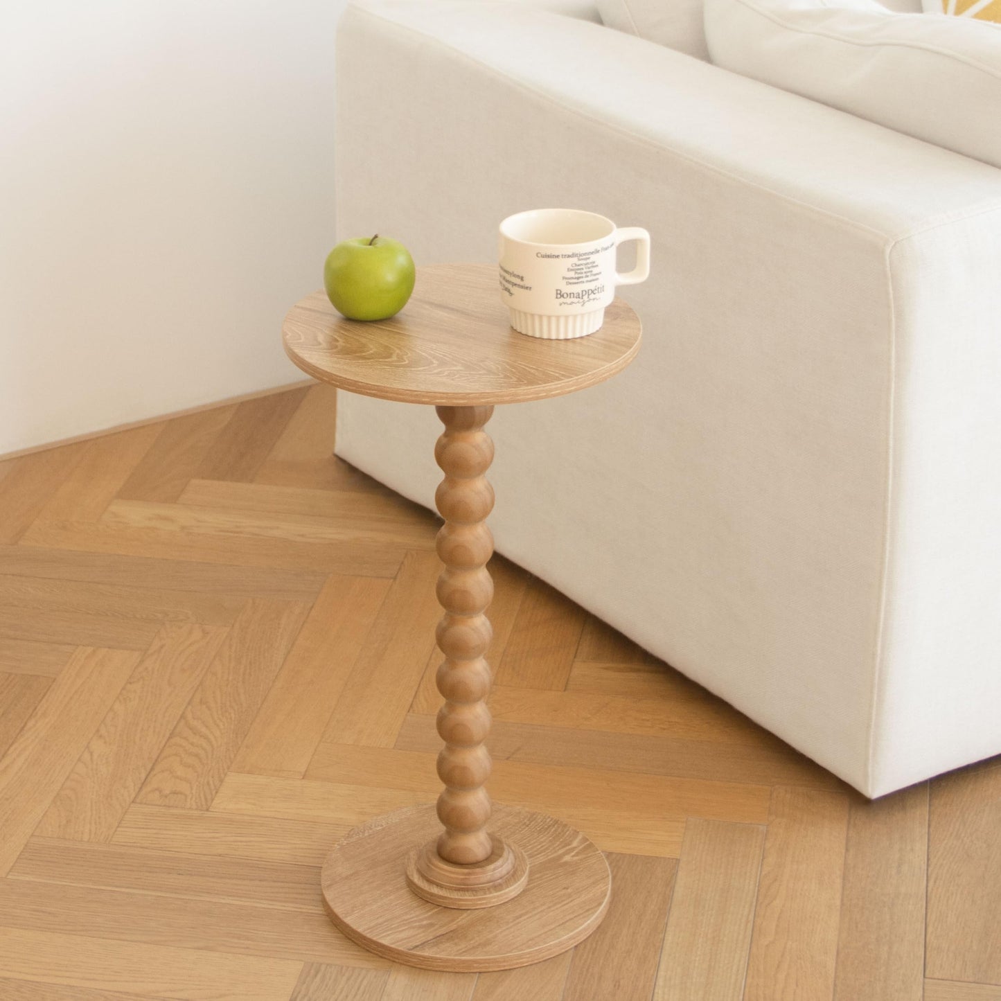 Fultyle Small Side Table, Drink Table for Small Spaces, Modern Martini Table with Solid Wood Leg, Round End Tables Living Room for Bedroom and Office (Rustic Walnut)