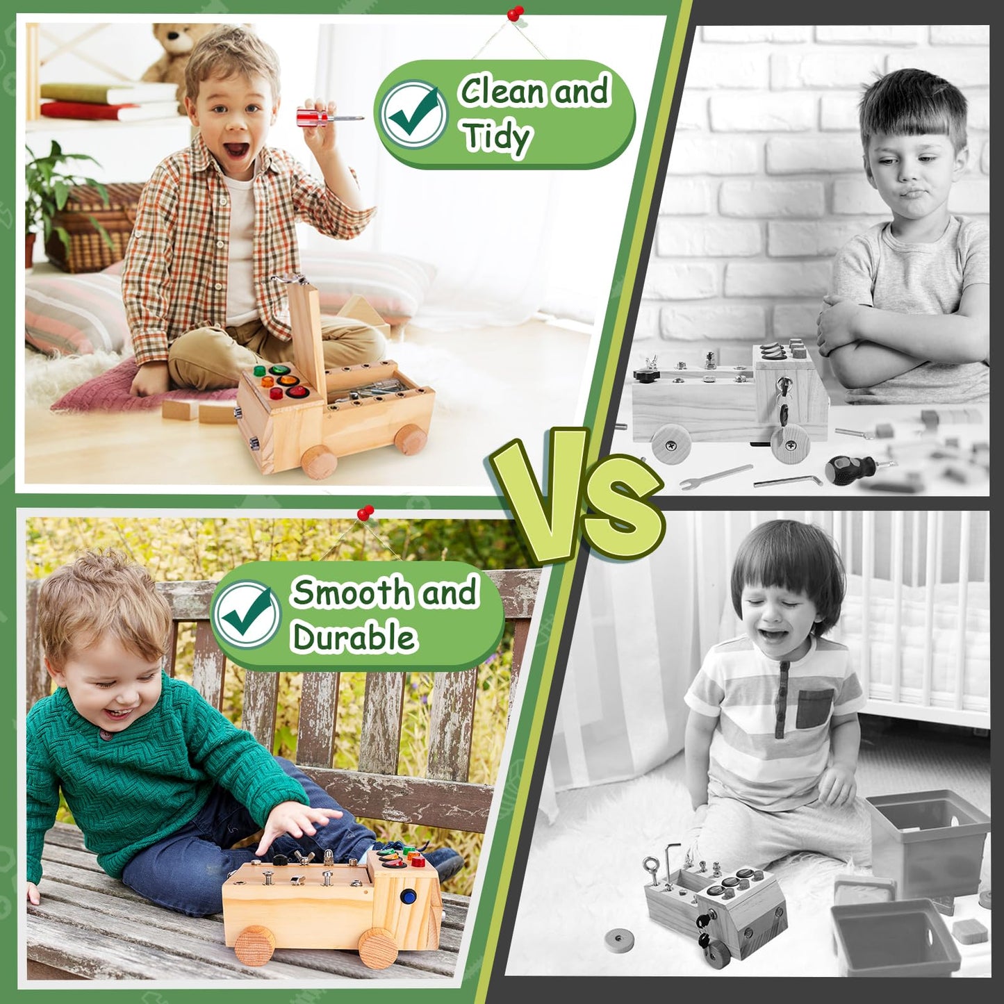OAKJAR Montessori Schraubendreher Brett, Montessori Busy Board Spielzeug ab 2-6 Jahr, Montessori Activity Board Holzspielzeug Motorikspielzeug Lernspielzeug für Babys Kleinkinder Jungen Mädchen