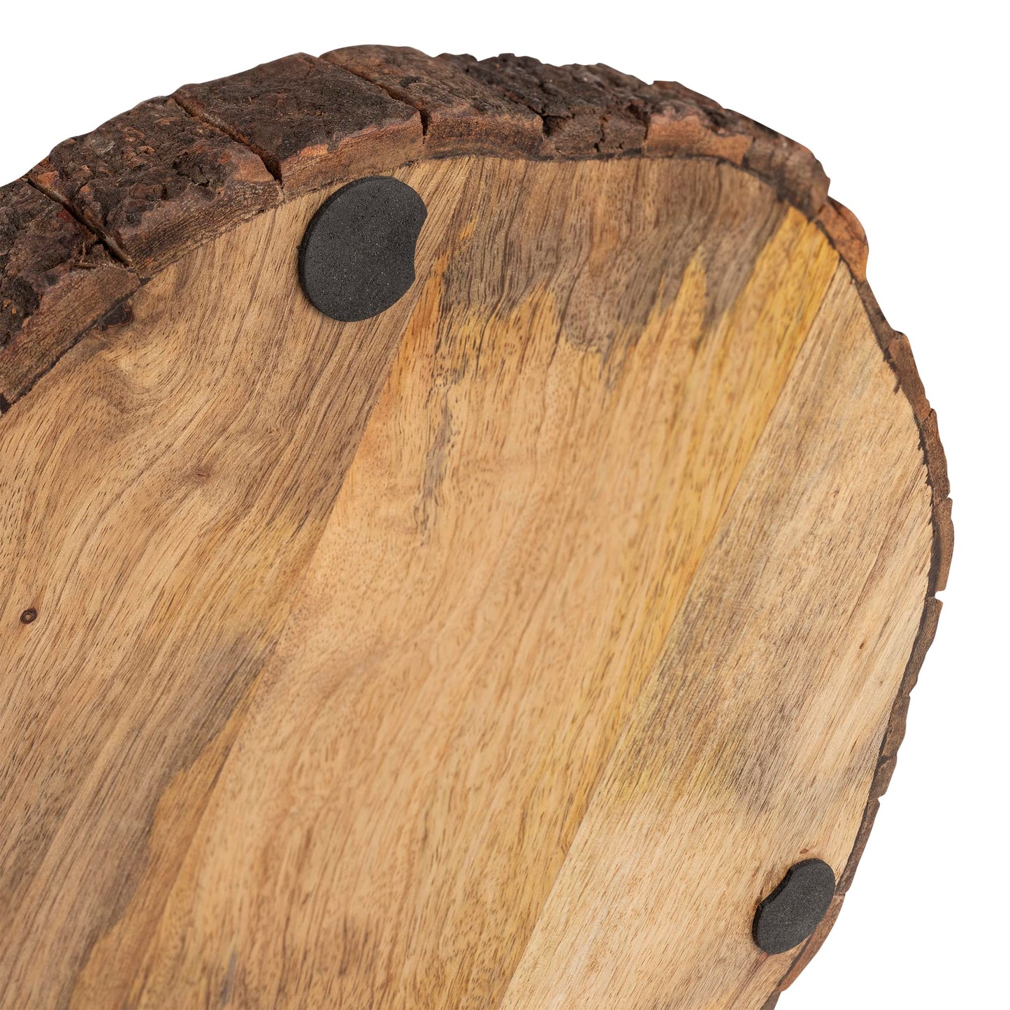 GoCraft Wooden Round Cutting Board with Tree Bark Rim | 1.5" Thick Mango Wood Live Edge Chopping, Prep, Serve Board | Charcuterie Platter - 12.5"