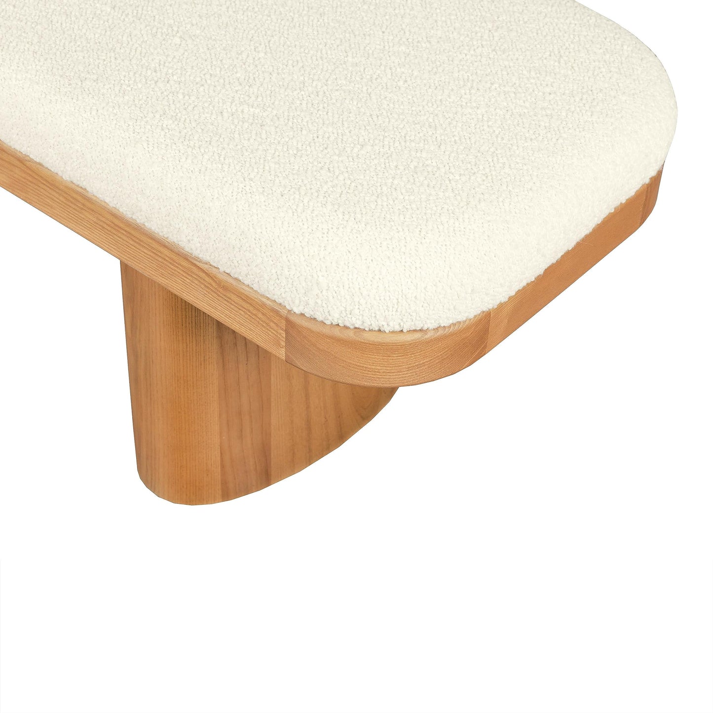 Tov Furniture Ollie White Boucle Upholstered Wooden Bench