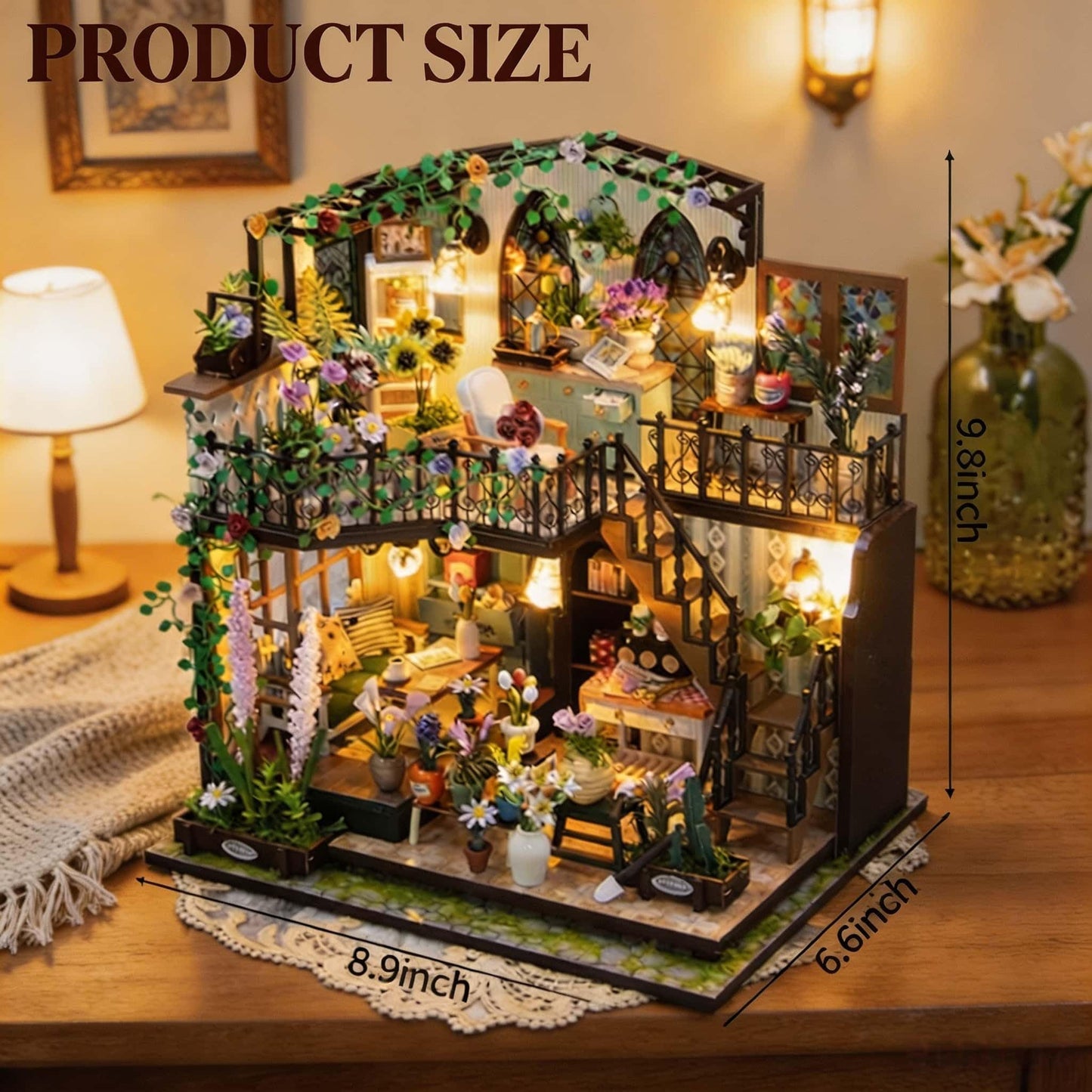 Kedymai DIY Miniature House Kit,Fairy Dollhouse for Adults with Music Movement and LED Lights, Two-Story Wooden Tiny Home Kit,Fairy Garden Kit Décor for Family and Friends