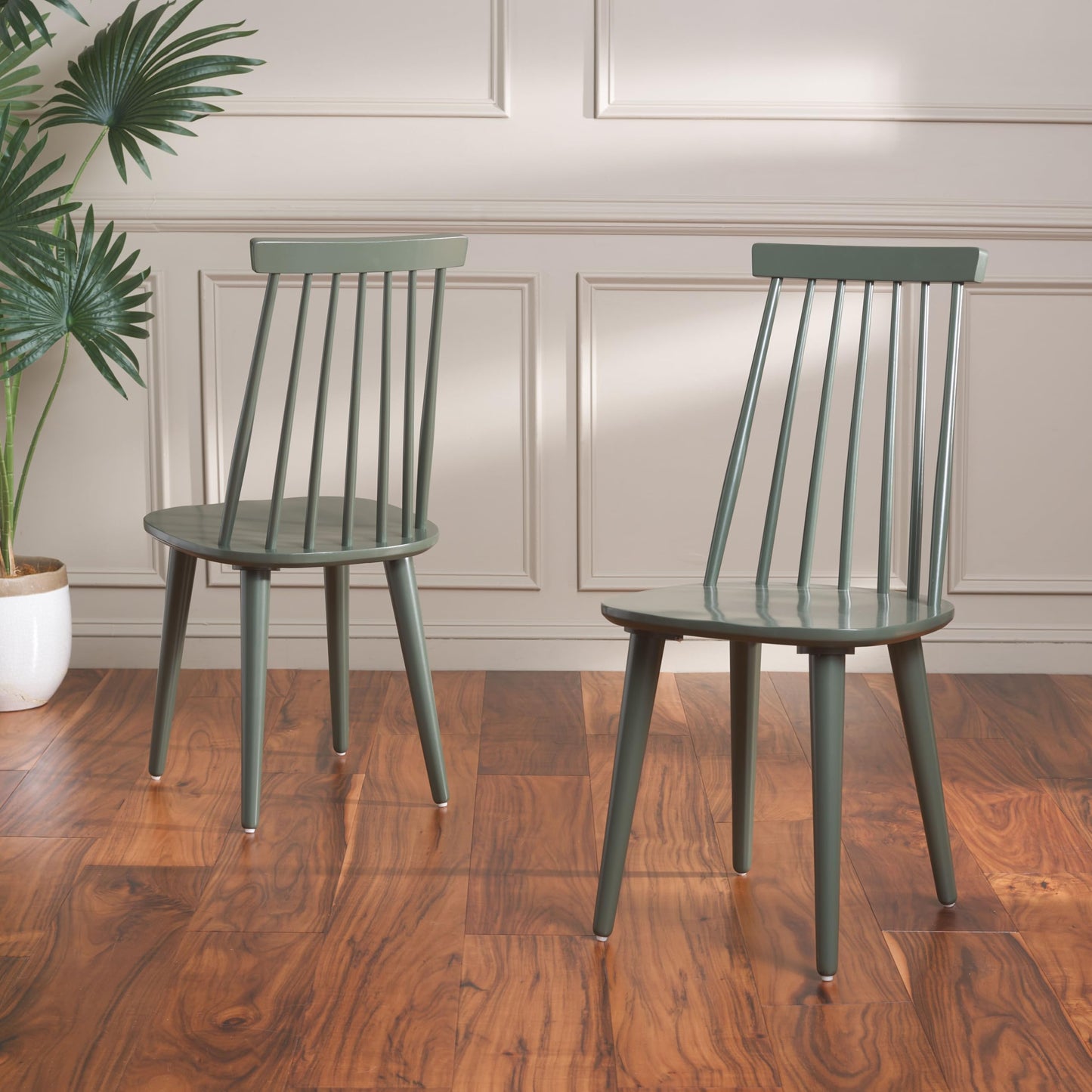 SAFAVIEH Furniture - Burris Side Chair Set of 2 - Dusty Green - Solid Wood - Modern Clean-Line Design - Ideal for Dining Room, Kitchen, Living Room, 17.7" Seat Height (AMH8511H-SET2)