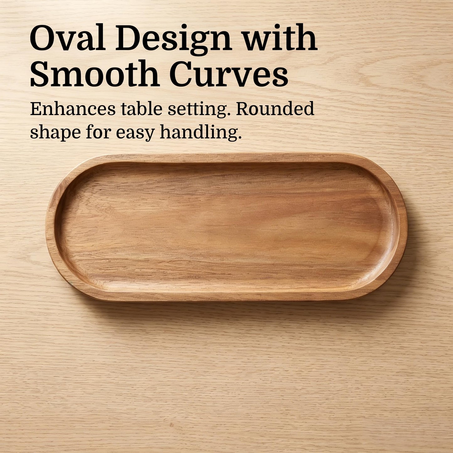 JIAYUET 8 Pack Oval Wood Serving Tray, 11.4 x 4.1 Inch Wooden Platter for Food, Fruit, Snacks, Appetizers, Wedding