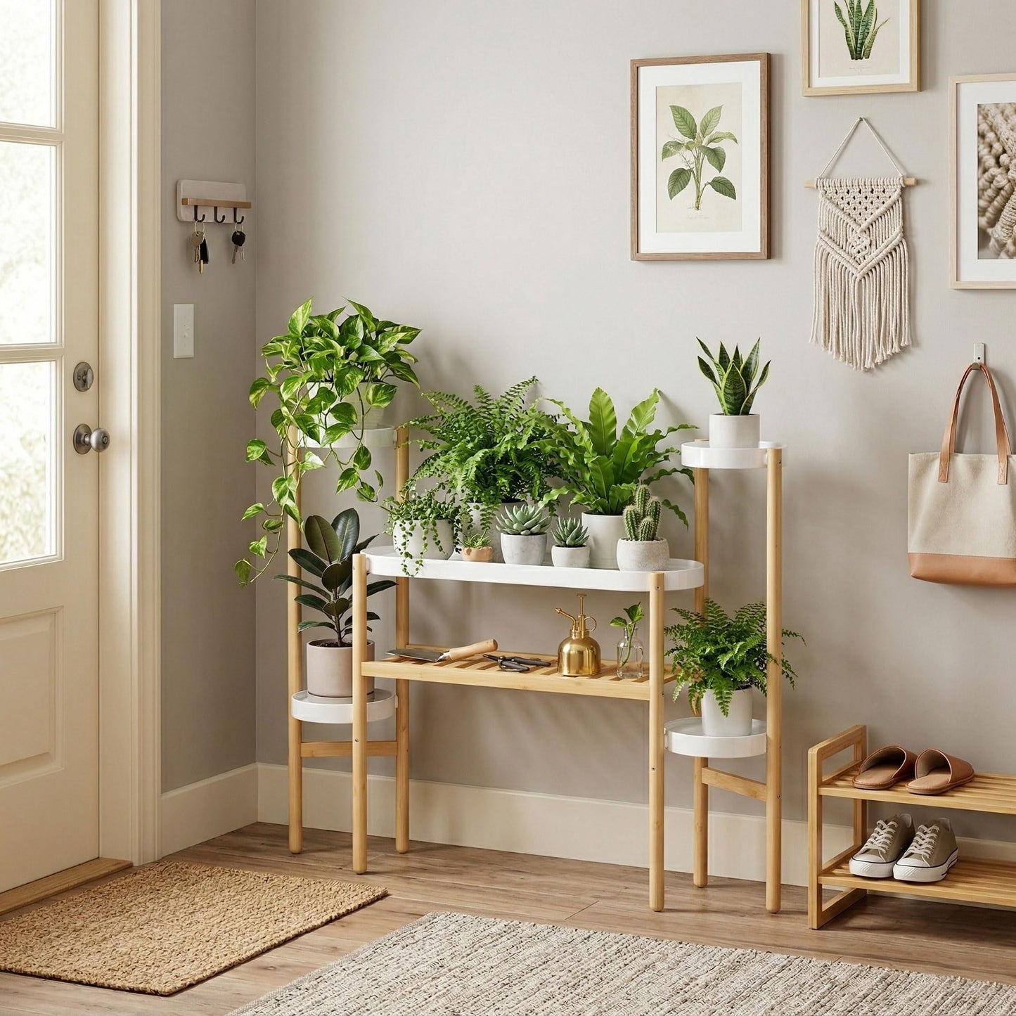 APRTAT Bamboo Plant Stand Indoor, 4 Tier Tall Plant Storage Stand Table Top for Multiple Plants, Window Plant Shelf Table Plant Rack for Balcony Garden Living Room Indoor Outdoor Home (4-Tier-12 Pot)