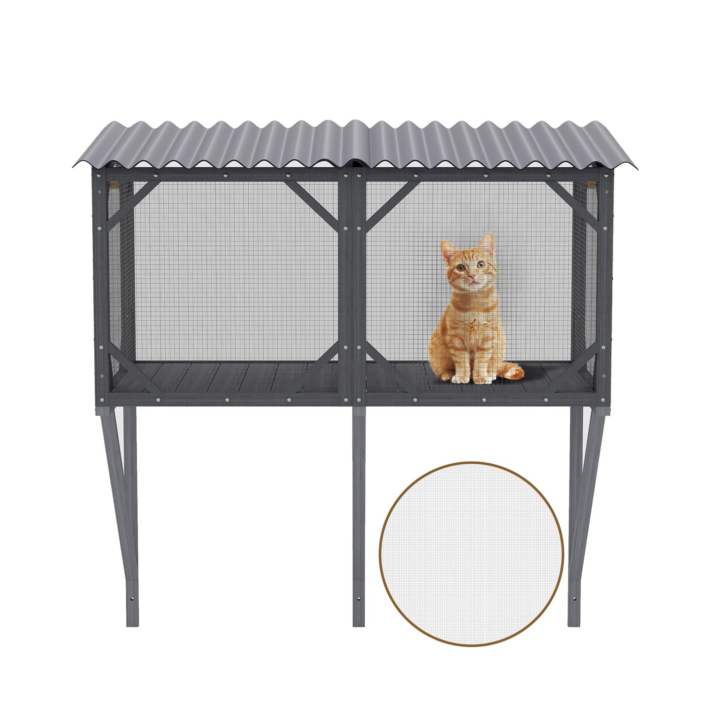 KEIKI Catio Window Perch for Indoor Cats,Large Wooden Outdoor Cat Window Enclosure Box for Cats Sunbathing, Napping, Overlooking,Light Gray