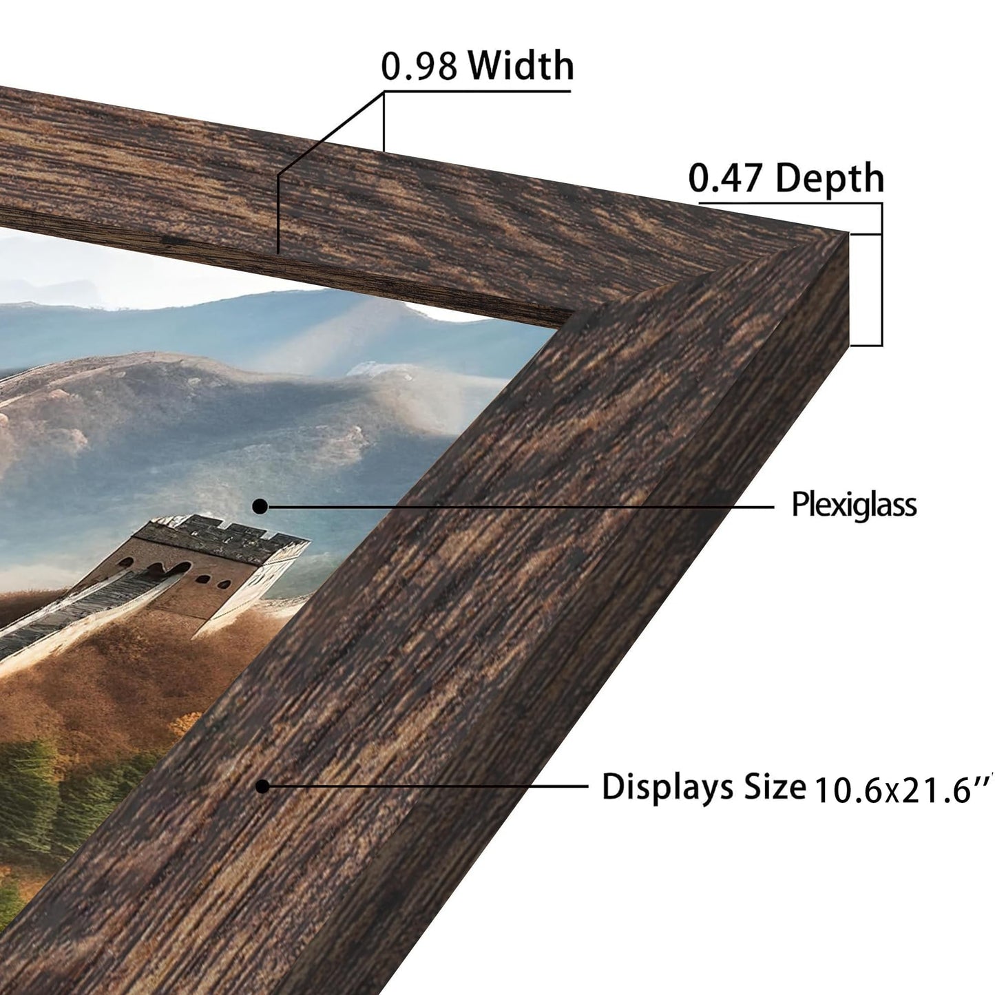 Picrit 11x22 Frame, Photo Frame for Wall Mounting Display, Brown