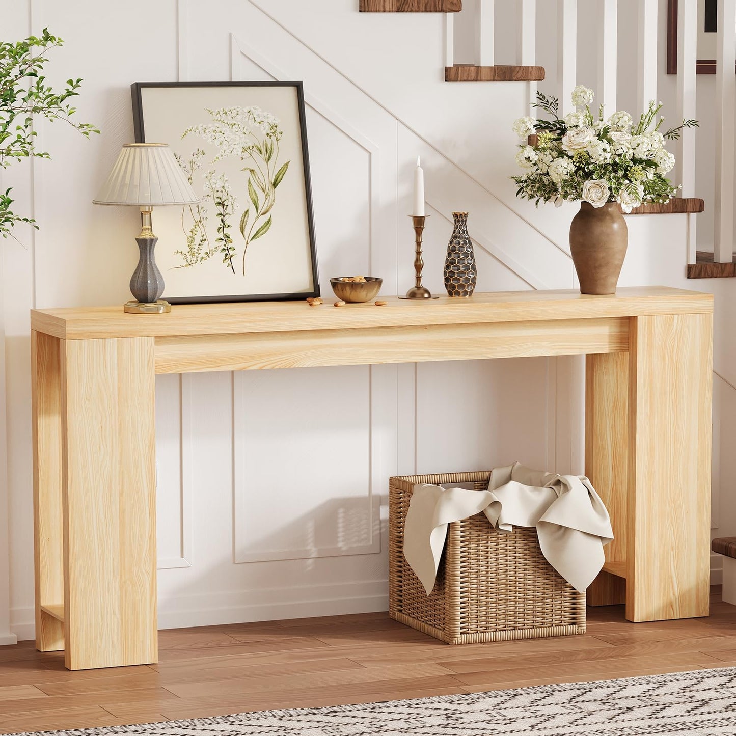 Garvee 70.9 Inch Console Tables for Living Room, Farmhouse Long Narrow Entryway Table for Entrance, Hallway, Foyer - Rustic Wooden Rectangular Simple Home Furniture - Easy Assembly - Oak