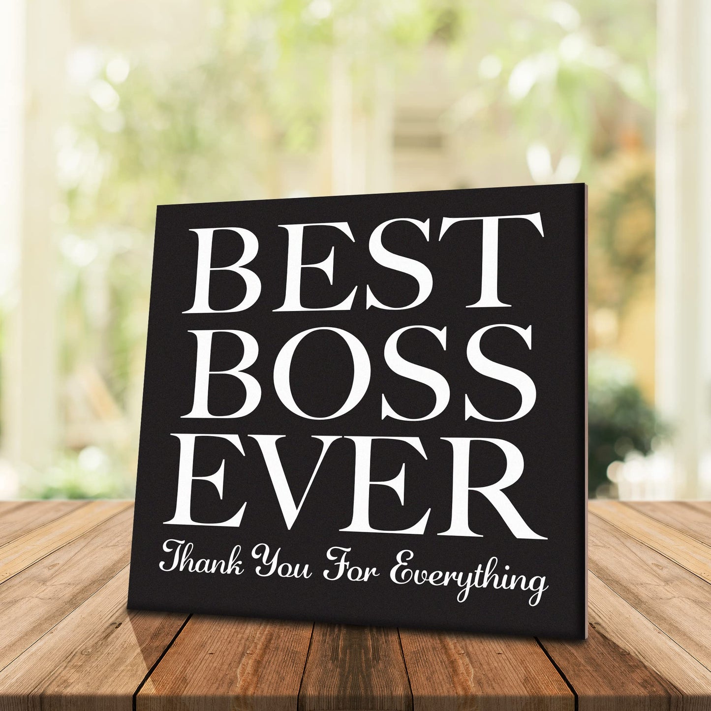 JennyGems Boss Gifts, Best Boss Ever Wooden Sign, Going Away Retirement Gifts, Shelf Decor and Wall Hanging, Made in USA