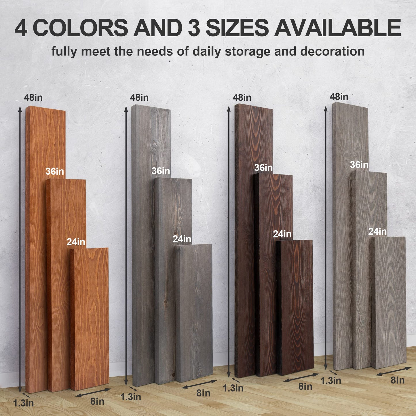 Axeman Floating Shelves for Wall 48 Inch, 48W x 8D Rustic Grey Wood Floating Shelves Set of 1, Floating Wooden Wall Shelves for Living Room Bedroom Laundry Room Garage Farmhouse - Grey Wash