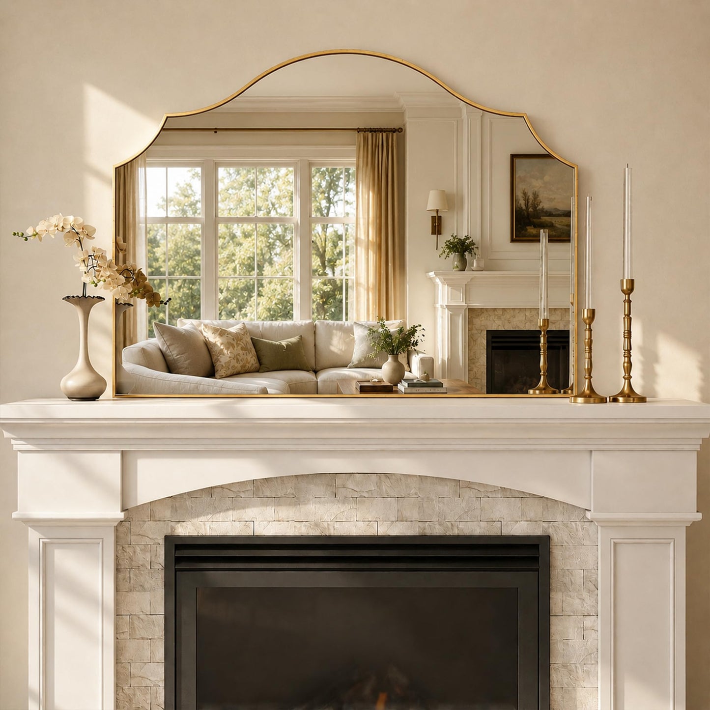 VIWILII 29"x39" Gold Arched Wall Mirror, Decorative Mirror