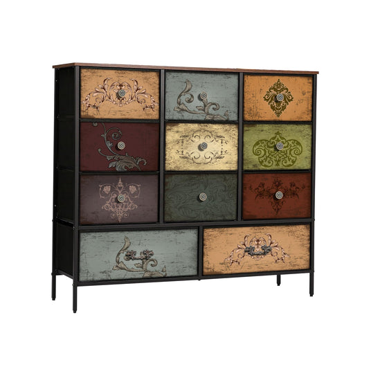 VASICAR Dresser for Bedroom with 11 Deep Fabric Drawers, Tall Chests of Drawers, Cube Storage Organizer for Closet, Nursery, Kid's Bedroom, Dorm