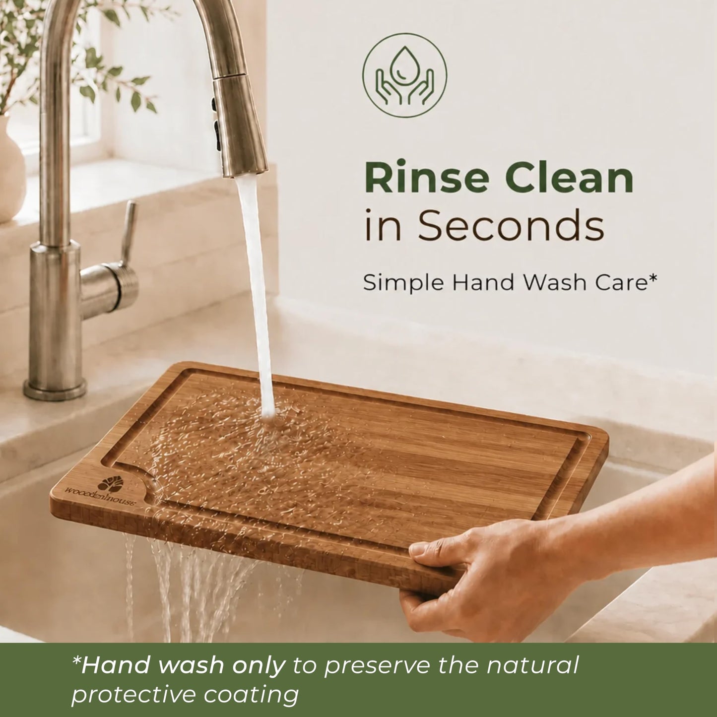Wood Cutting Board Set of 3 - Sturdy & Easy to Clean Bamboo Wooden Cutting Boards for Kitchen - 3 Sizes of Chopping Board with Juice Grooves for Meal Prep, Everyday Use, Housewarming Gift