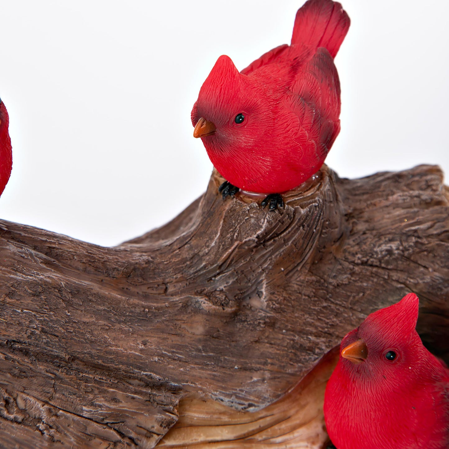 Evergreen Garden 5" H Solar Cardinal Family On Wooden Log, Garden Statues Bird with Solar Outdoor Light for Garden Decor, Cardinals Figurine Decorations for Home Decoration, Housewarming Gifts