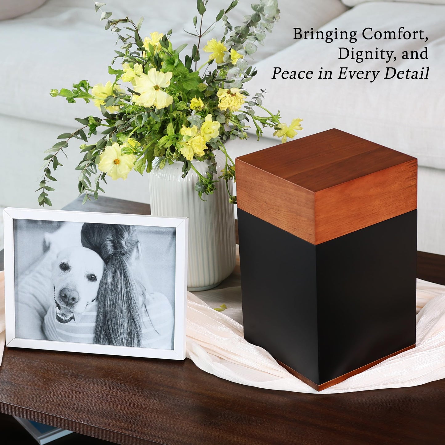 Timeless Walnut Wood Urn for Ashes Adult Male & Female Large – Handcrafted Cremation Urn for Human Ashes – Keepsake Box & Memorial Keepsake - Large Urns for Women & Men – Pet Urns for Dogs