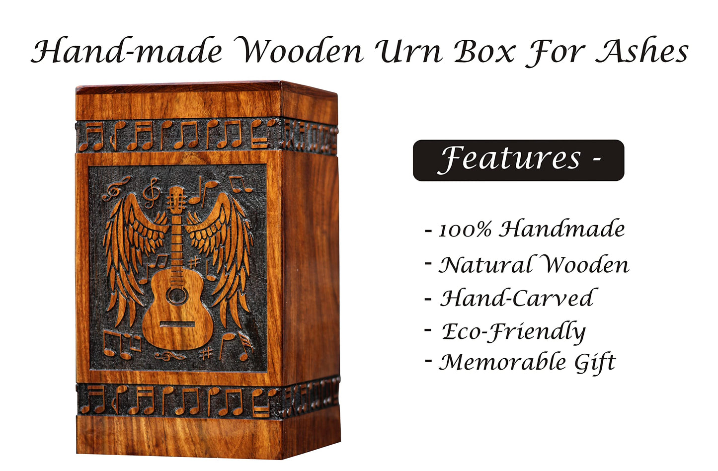 Handmade Rosewood Urn for Human Ashes - Eagle Design Wooden Urn Box, Cremation Urn for Ashes Handcrafted - Large Wooden Urn Box (M(9.5X5.5) 172 Cu)