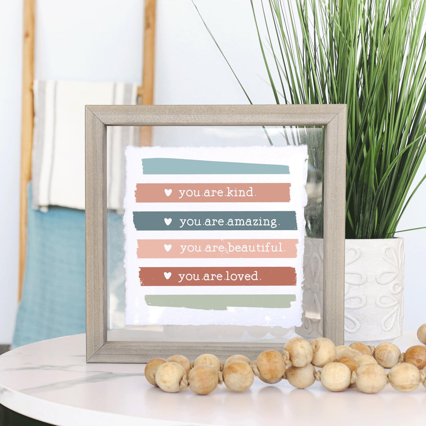 Simply Said, INC Floating Frames Inspirational Art - You Are Kind, You Are Amazing Stripes - 10 x 10 inch Wood Wall Decor - Made in USA - FAS1158