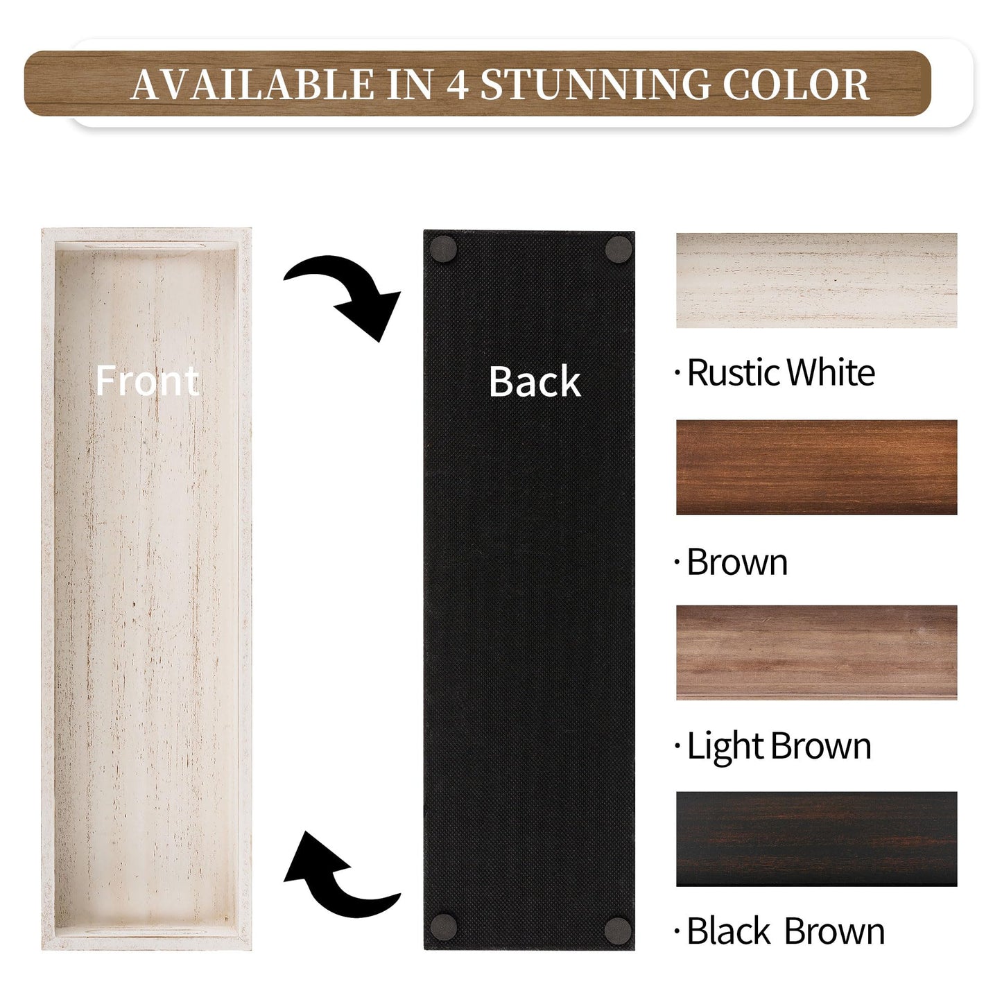 Hanobe Decorative Wooden ServingTray: Rustic Long Narrow Centerpiece Farmhouse Wood Candle Holder Trays with Cutout Handles Rectangular Coffee Table Tray for Living Room Kitchen Home Decor, White