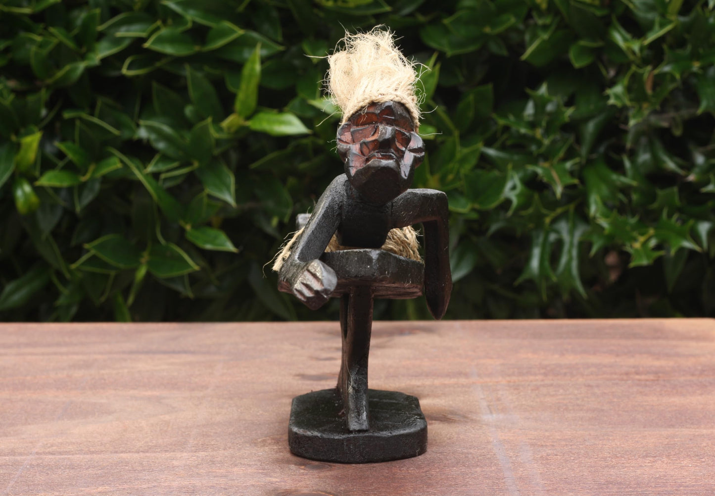 G6 Collection Wooden Tiki Swimming on Surf Board Paddle Statue, 10 inch