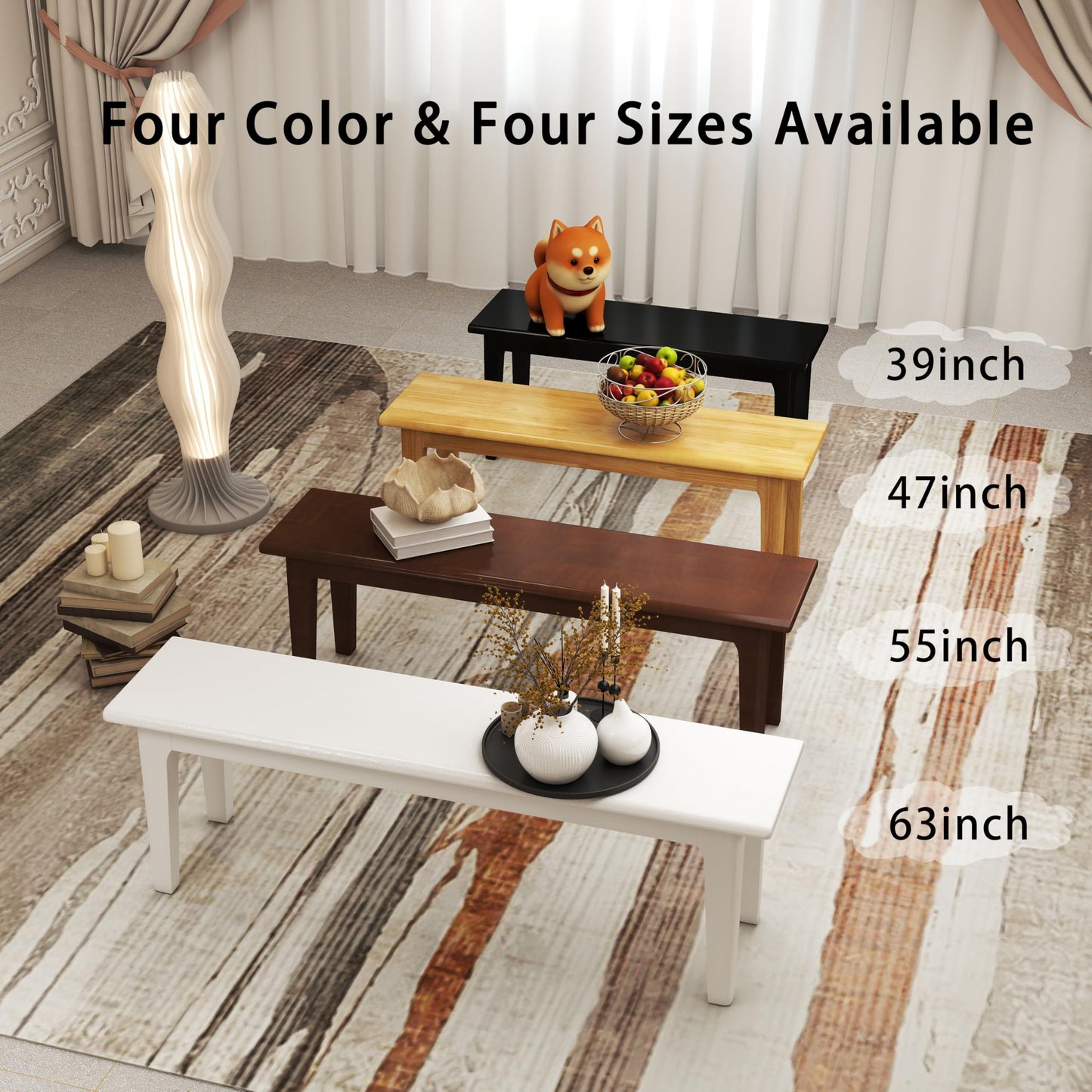 Wilk Wooden Entryway Bench, 39’’ Indoor End of Bed Bench, 100% Solid Oak Wood (Brown)