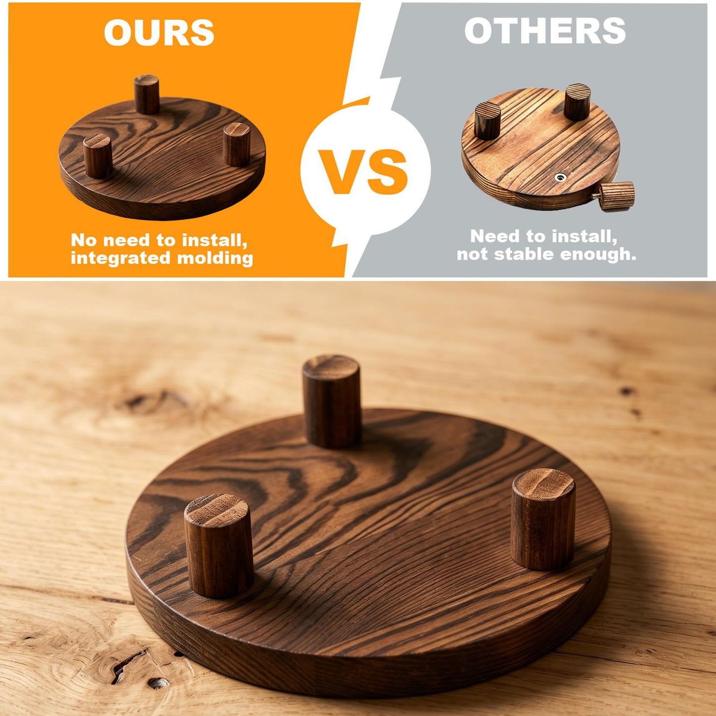Knowearth 6 PCS Wooden Risers for Display Wood Pedestal Stand Round Mini Tray Stand Rustic Riser Tray Tiered Tray Decor for Party, Wedding, Birthday, Baby Shower (6/8 in)