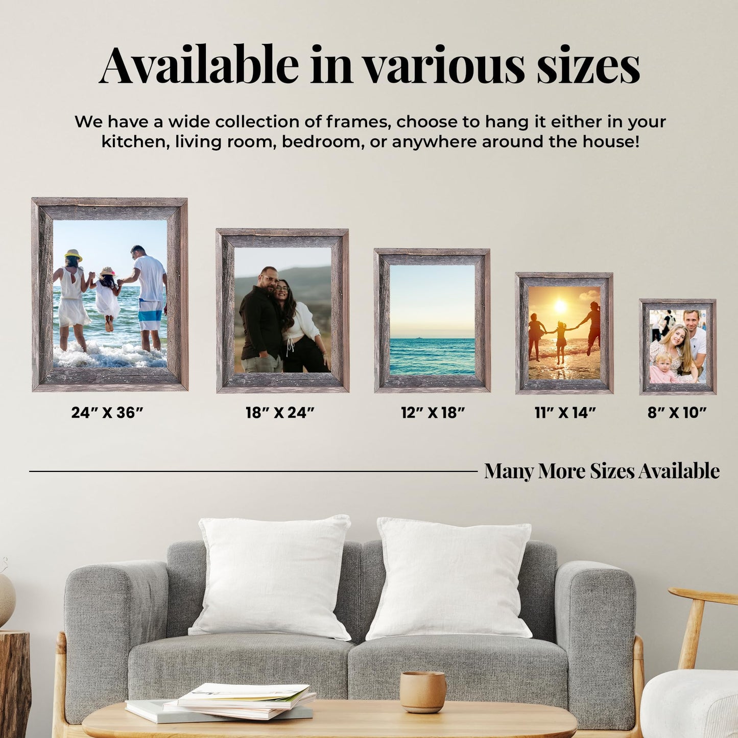 Farmhouse Style Rustic Picture Frame - Reclaimed Wood Photo Frame – Signature Wall Picture Frames for Living Room, Bedroom, Office Display - Wooden Frames for Décor Made in USA Natural Weathered Gray 16" x 20"