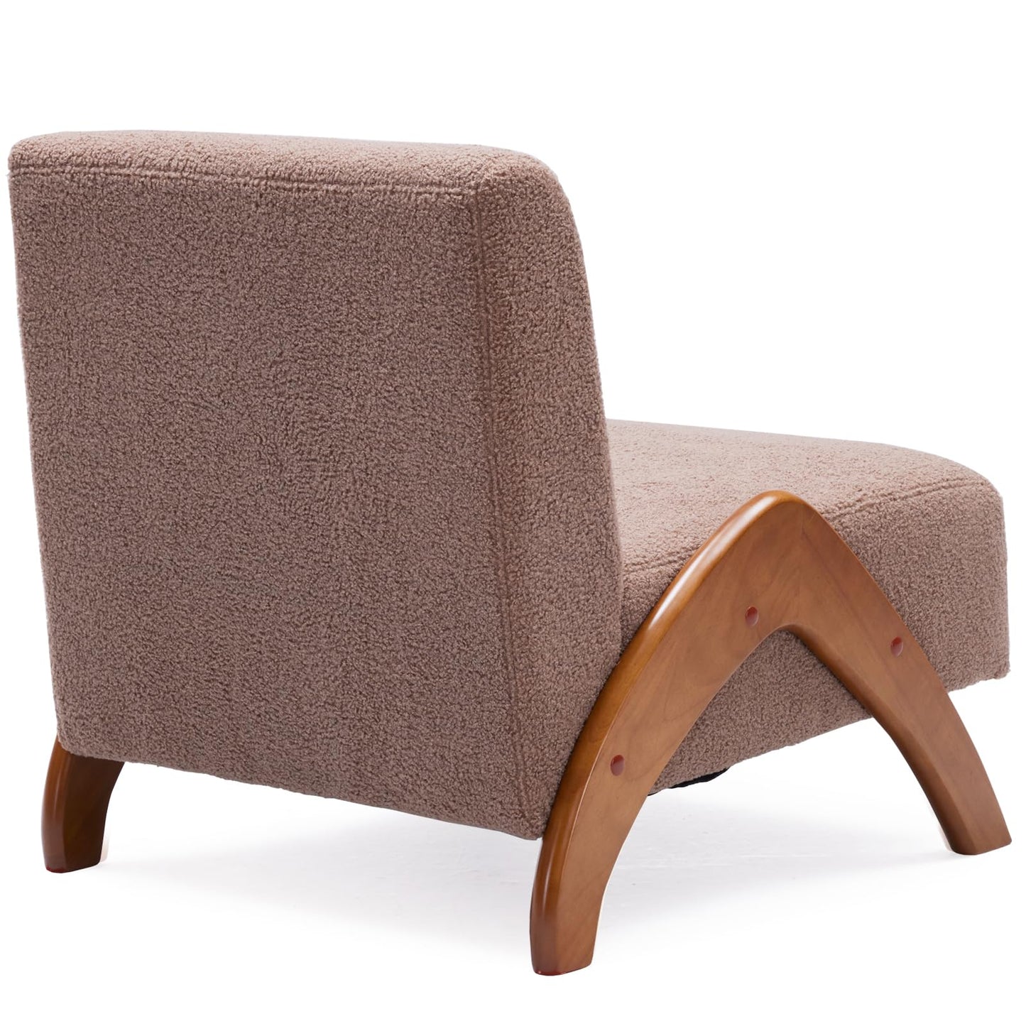 MILCIL Oversized Accent Chair, upholstered armless mid Century Modern Living Room Chair with Wooden Legs for Bedroom/Office/Cafe, Sherpa Brown