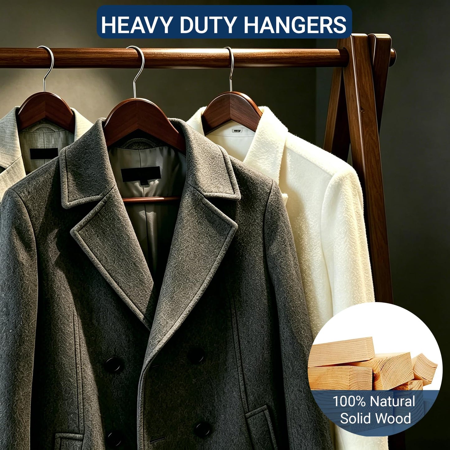 Amber Home 30 Pack Retro Wooden Coat Hangers, Vintage Wood Suit Hangers with Non-Slip Pant Bar, Clothes Hangers for Closet Organization, Shirts, Jackets, Dresses, and Pants (Retro, 30)