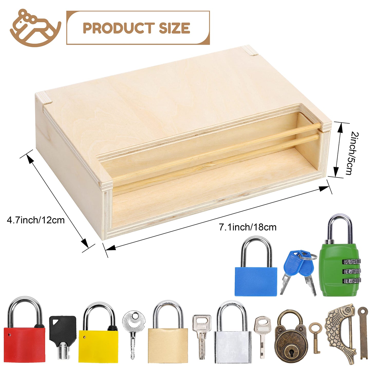 Woodtoe 8 PCS Montessori Lock and Key Toy, Montessori Toys for Toddlers 3 4 5 Year Old, Kids Tool Set, Montessori Materials Preschool Learning Toy, Fine Motor Skill, Educational Toys for Boy Girl 3-6